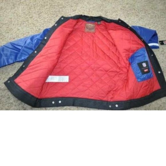Levis New York Giants Jacket Large NFL Football Denim Satin Varsity Trucker - Picture 4 of 5